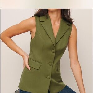 Reformation Green Billie Linen Vest